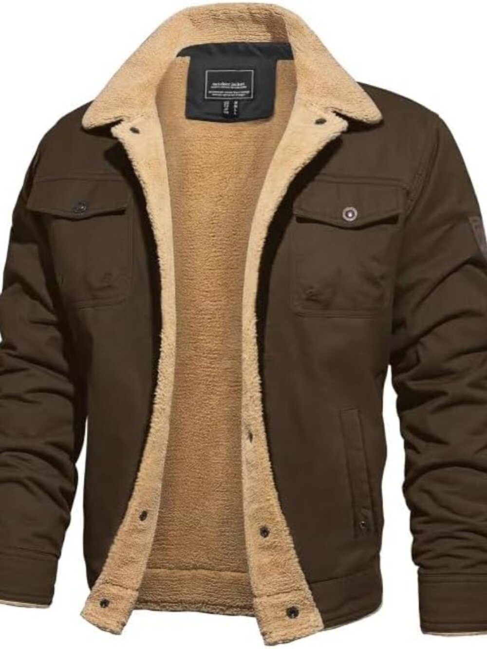 Men's Winter Cotton Jacket Sherpa Lined Thickened Trucker Coat